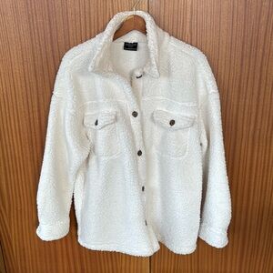 Sherpa teddy button down jacket